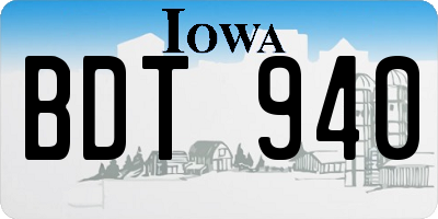 IA license plate BDT940