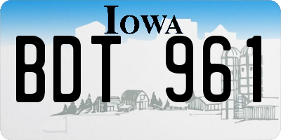 IA license plate BDT961