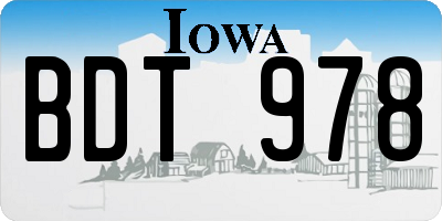 IA license plate BDT978