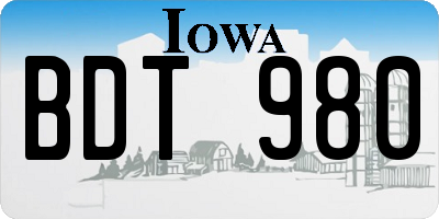 IA license plate BDT980