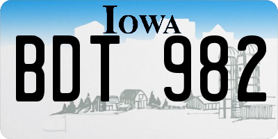 IA license plate BDT982