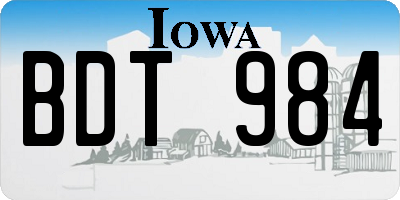IA license plate BDT984
