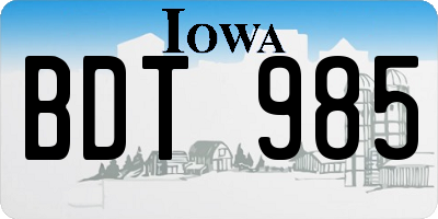 IA license plate BDT985