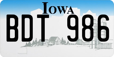 IA license plate BDT986