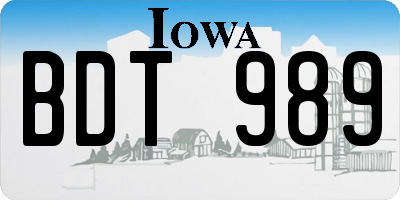 IA license plate BDT989