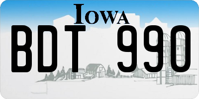 IA license plate BDT990
