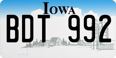 IA license plate BDT992