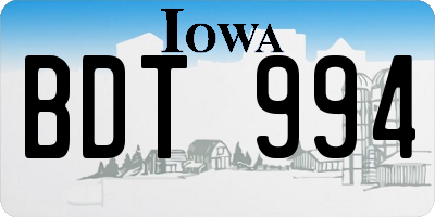 IA license plate BDT994