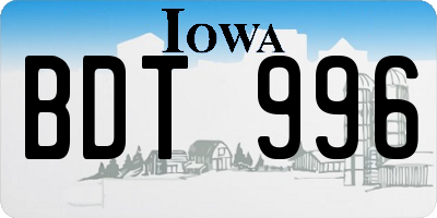 IA license plate BDT996