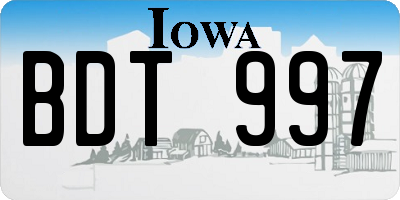 IA license plate BDT997