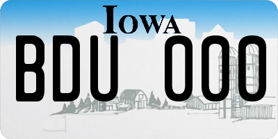 IA license plate BDU000