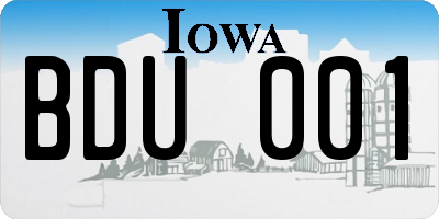 IA license plate BDU001