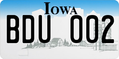 IA license plate BDU002