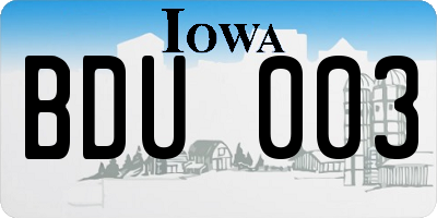 IA license plate BDU003