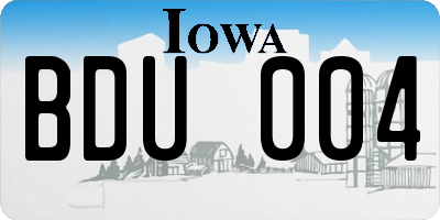 IA license plate BDU004