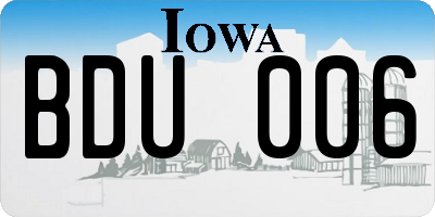 IA license plate BDU006