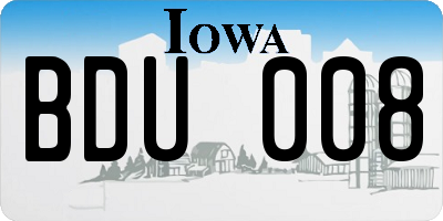 IA license plate BDU008