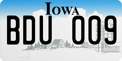 IA license plate BDU009