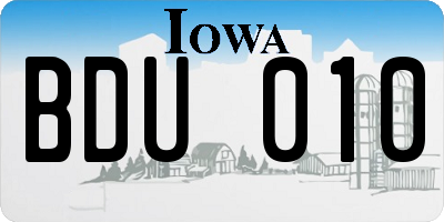 IA license plate BDU010