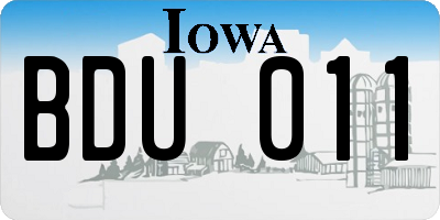 IA license plate BDU011