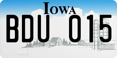 IA license plate BDU015
