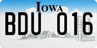 IA license plate BDU016