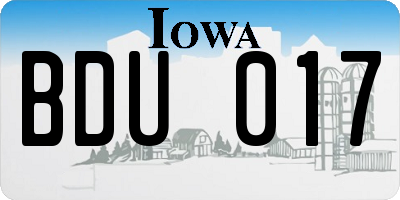 IA license plate BDU017