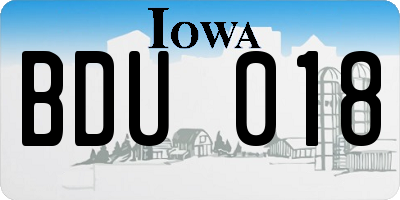 IA license plate BDU018