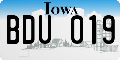 IA license plate BDU019