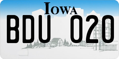 IA license plate BDU020