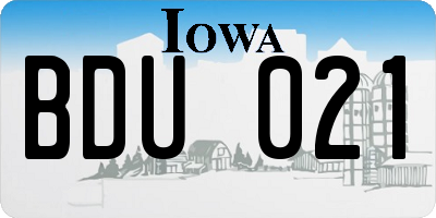 IA license plate BDU021