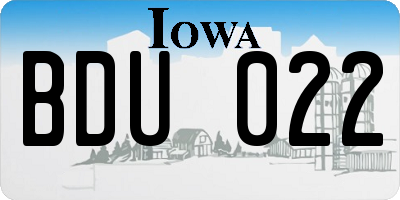 IA license plate BDU022