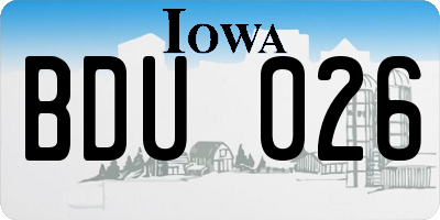 IA license plate BDU026