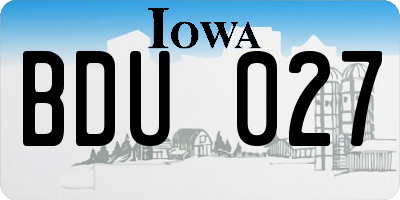 IA license plate BDU027