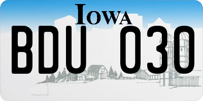 IA license plate BDU030