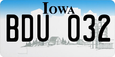 IA license plate BDU032