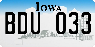 IA license plate BDU033