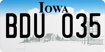 IA license plate BDU035