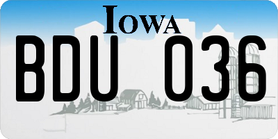 IA license plate BDU036