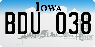 IA license plate BDU038