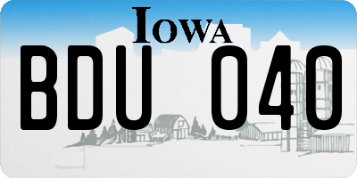 IA license plate BDU040