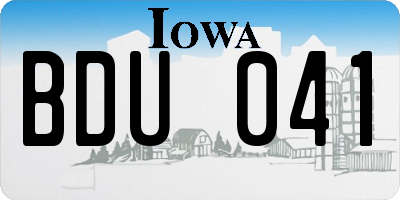 IA license plate BDU041