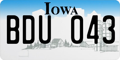IA license plate BDU043