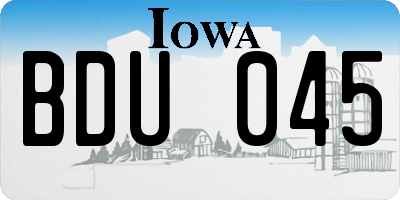 IA license plate BDU045