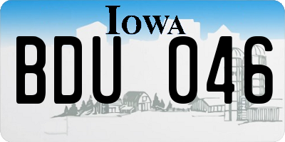 IA license plate BDU046