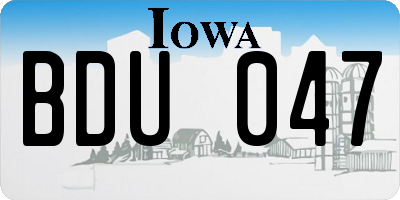 IA license plate BDU047