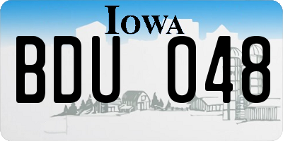 IA license plate BDU048