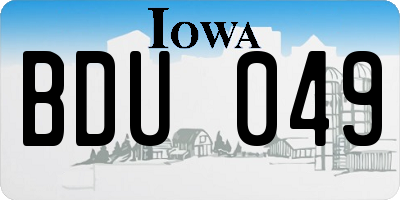 IA license plate BDU049