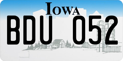 IA license plate BDU052