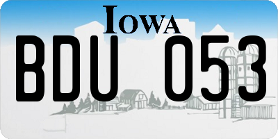 IA license plate BDU053